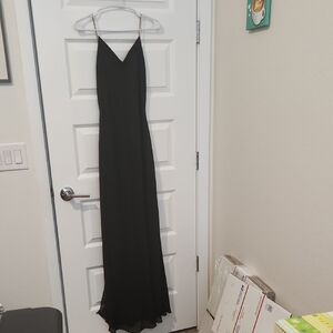 Dave & Johnny Black Spaghetti Strap Maxi Gown!